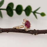 1.7ct Madagascar Ruby Ring w Earth Mined Diamonds in Solid 14K Gold | Oval 8x6mm