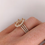 Ring Semi Mount w Earth Mined Diamonds in Solid 18K Gold Pear Shape 11x8mm