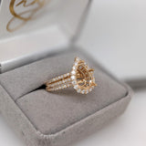 Ring Semi Mount w Earth Mined Diamonds in Solid 18K Gold Pear Shape 11x8mm