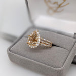 Ring Semi Mount w Earth Mined Diamonds in Solid 18K Gold Pear Shape 11x8mm