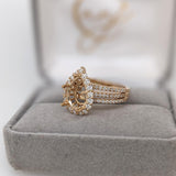 Ring Semi Mount w Earth Mined Diamonds in Solid 18K Gold Pear Shape 11x8mm