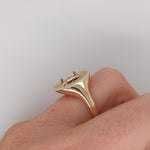Ring Semi Mount w Earth Mined Diamonds in Solid 14K Gold Oval 9x6.5mm
