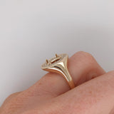 Ring Semi Mount w Earth Mined Diamonds in Solid 14K Gold Oval 9x6.5mm