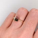 Bicolor Tourmaline Ring w Earth Mined Diamonds in Solid 14K Yellow Gold EM 7x5mm