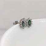 Alexandrite Stud Earrings w Earth Mined Diamonds in Solid 14K Gold Oval 5x4mm