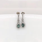 Natural Alexandrite Dangle Earrings w Earth Mined Diamonds in Solid 14K Gold