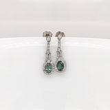 Natural Alexandrite Dangle Earrings w Earth Mined Diamonds in Solid 14K Gold