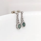 Natural Alexandrite Dangle Earrings w Earth Mined Diamonds in Solid 14K Gold