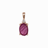 Dainty Ruby Pendant with a Diamond Accent