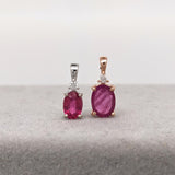 Dainty Ruby Pendant with a Diamond Accent