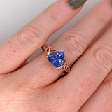 2.2ct Tanzanite Ring in Solid 14K Rose Gold Trillion 9mm | Solitaire Ring