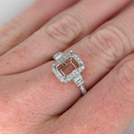 Ring semi Mount w Earth Mined Diamonds in Solid 14K Gold EM 8x6mm