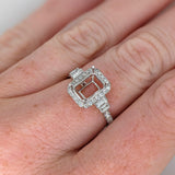 Ring semi Mount w Earth Mined Diamonds in Solid 14K Gold EM 8x6mm