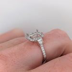 Ring semi Mount w Earth Mined Diamonds in Solid 14K Gold EM 8x6mm