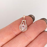 Cute Pink Morganite Pendant w Earth Mined Diamonds in Solid 14K Gold