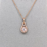 Cute Pink Morganite Pendant w Earth Mined Diamonds in Solid 14K Gold