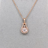 Cute Pink Morganite Pendant w Earth Mined Diamonds in Solid 14K Gold