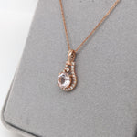 Cute Pink Morganite Pendant w Earth Mined Diamonds in Solid 14K Gold