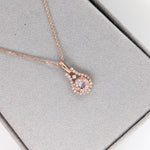 Cute Pink Morganite Pendant w Earth Mined Diamonds in Solid 14K Gold