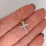 Diamond Cross Pendant Necklace in Solid 14K Yellow Gold | Earth Mined Diamonds | April Birthstone