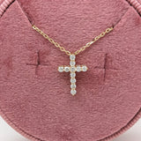 Diamond Cross Pendant Necklace in Solid 14K Yellow Gold | Earth Mined Diamonds | April Birthstone