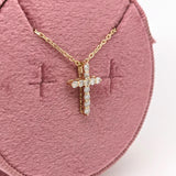 Diamond Cross Pendant Necklace in Solid 14K Yellow Gold | Earth Mined Diamonds | April Birthstone