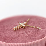 Diamond Cross Pendant Necklace in Solid 14K Yellow Gold | Earth Mined Diamonds | April Birthstone