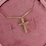 Diamond Cross Pendant Necklace in Solid 14K Yellow Gold | Earth Mined Diamonds | April Birthstone