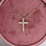 Diamond Cross Pendant Necklace in Solid 14K Yellow Gold | Earth Mined Diamonds | April Birthstone