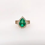GIA Certified Colombian Emerald Ring w Earth Mined Diamonds in Solid 14K Gold