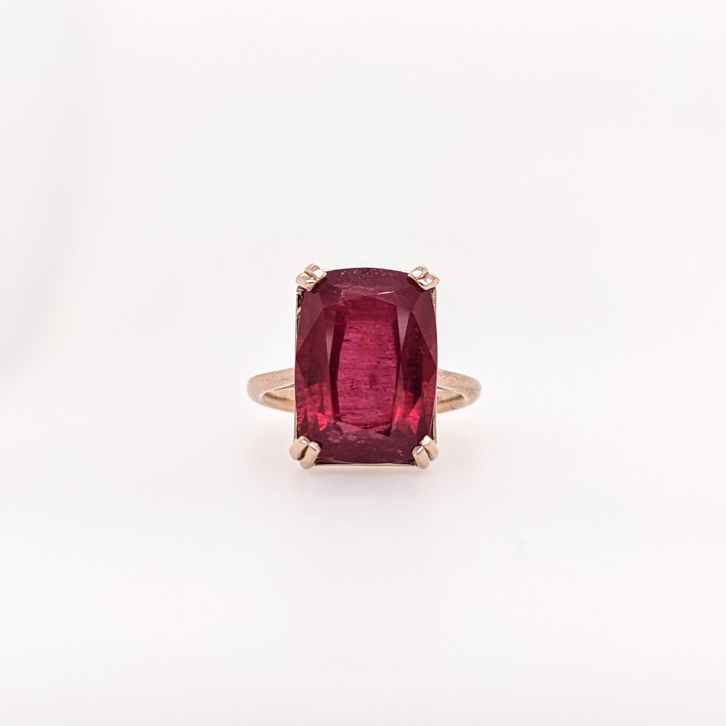 9ct Red Ruby Ring in Solid 14K Yellow Gold | Emerald cut 14x10 | Solitaire Ring