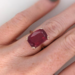 9ct Red Ruby Ring in Solid 14K Yellow Gold | Emerald cut 14x10 | Solitaire Ring