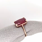 9ct Red Ruby Ring in Solid 14K Yellow Gold | Emerald cut 14x10 | Solitaire Ring