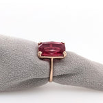 9ct Red Ruby Ring in Solid 14K Yellow Gold | Emerald cut 14x10 | Solitaire Ring
