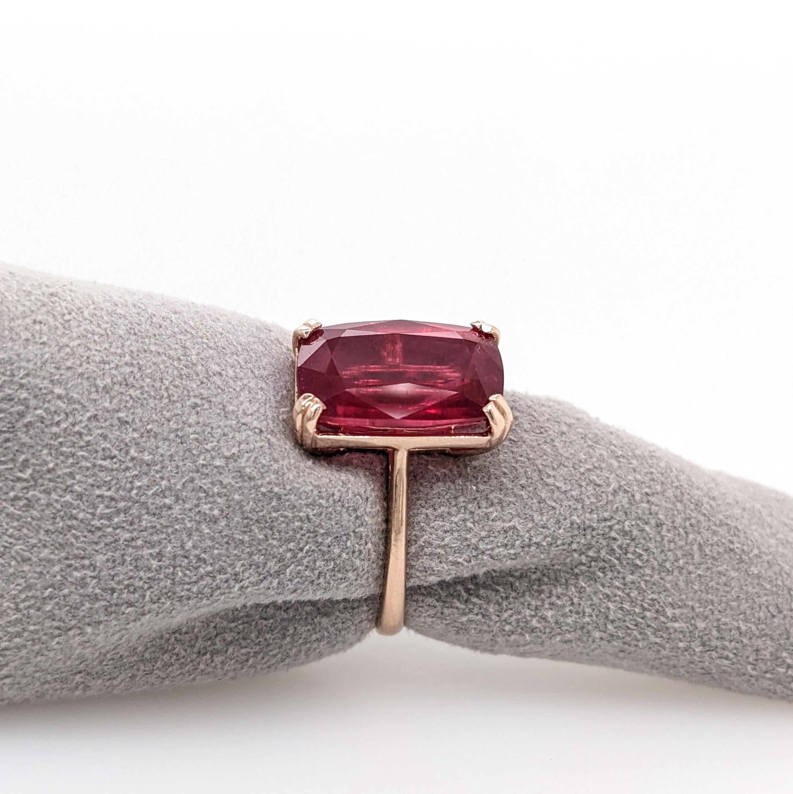 9ct Red Ruby Ring in Solid 14K Yellow Gold | Emerald cut 14x10 | Solitaire Ring