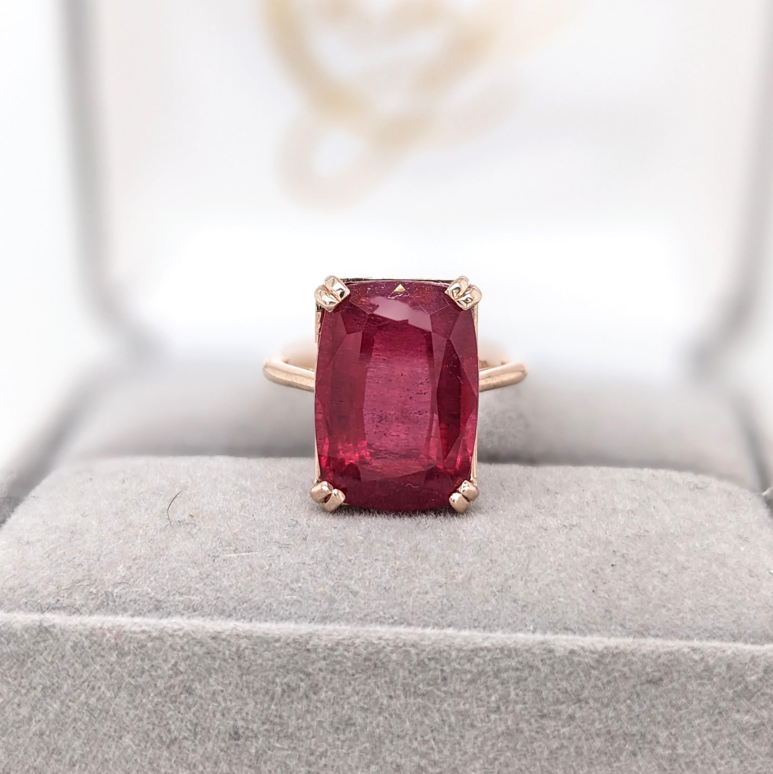 9ct Red Ruby Ring in Solid 14K Yellow Gold | Emerald cut 14x10 | Solitaire Ring