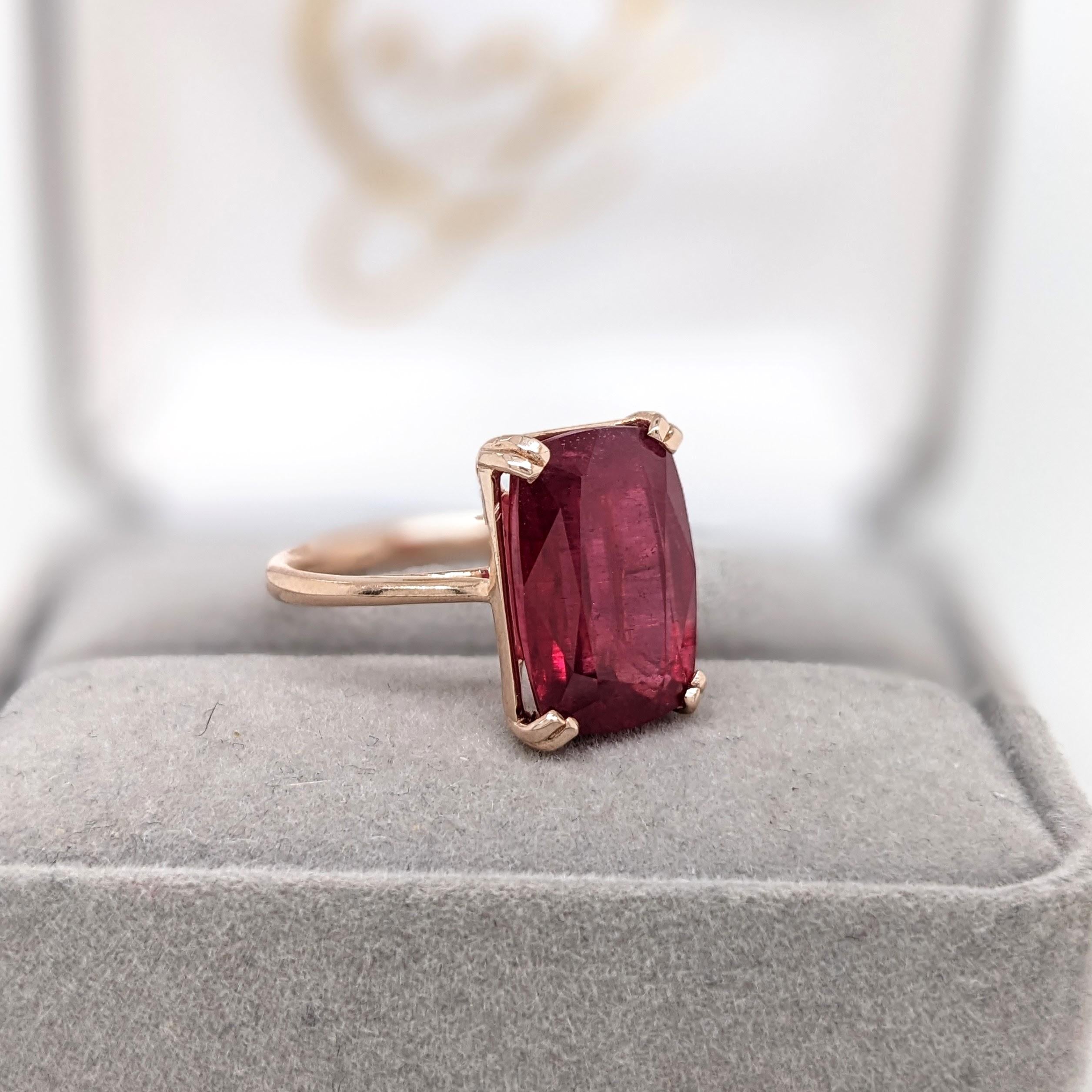 9ct Red Ruby Ring in Solid 14K Yellow Gold | Emerald cut 14x10 | Solitaire Ring
