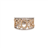 Ring Semi Mount w Earth Mined Diamonds in Solid 14K Gold Oval 8x6mm