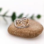 Ring Semi Mount w Earth Mined Diamonds in Solid 14K Gold Oval 8x6mm