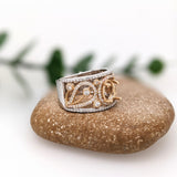 Ring Semi Mount w Earth Mined Diamonds in Solid 14K Gold Oval 8x6mm