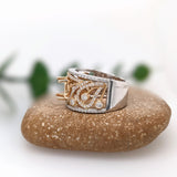 Ring Semi Mount w Earth Mined Diamonds in Solid 14K Gold Oval 8x6mm