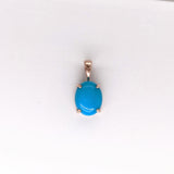 2ct Turquoise Pendant in Solid 14K Yellow Gold | Oval 10x8mm | Solitaire Pendant