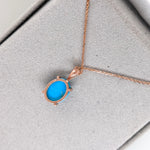2ct Turquoise Pendant in Solid 14K Yellow Gold | Oval 10x8mm | Solitaire Pendant