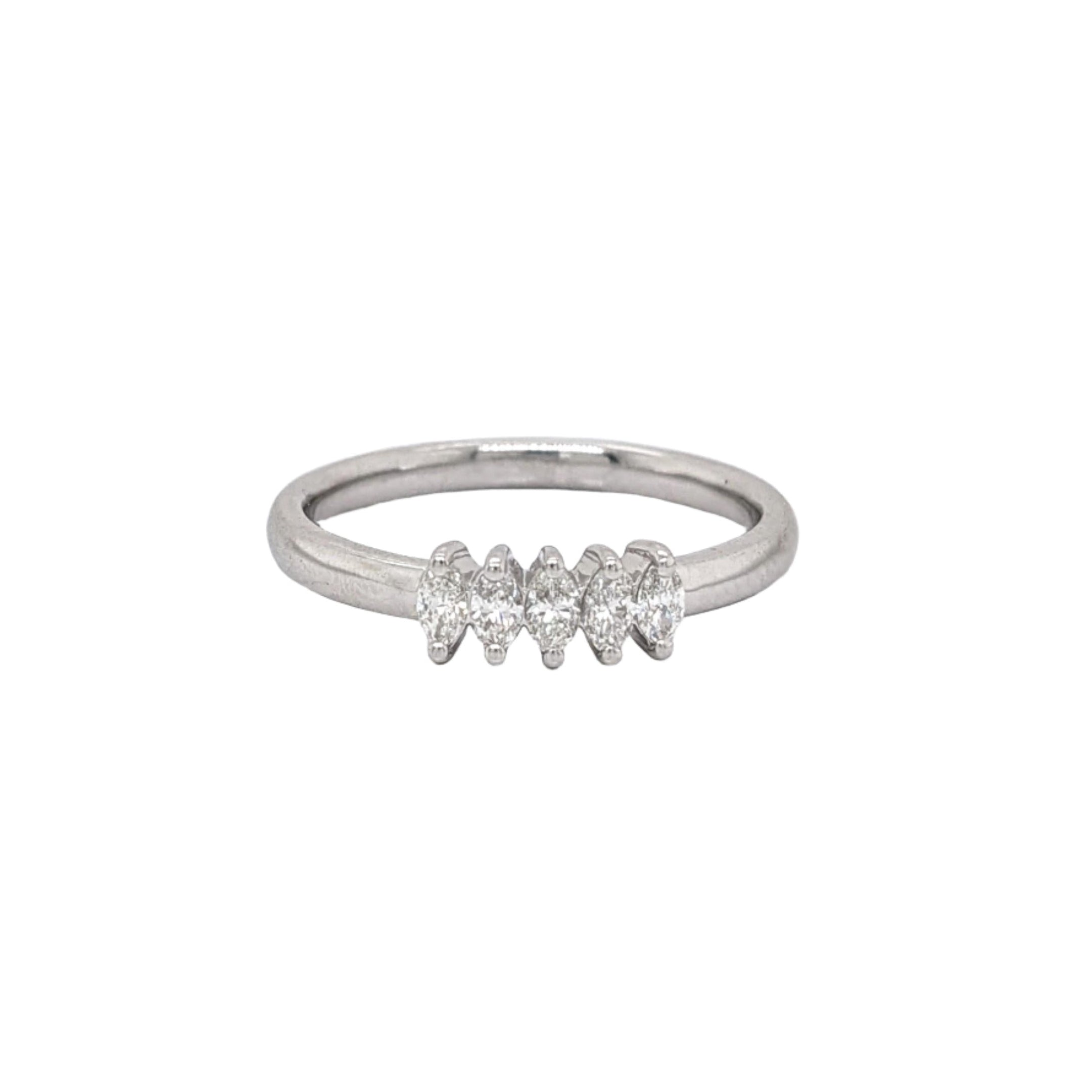 Diamond Band Ring in Solid 14K Gold | Marquise 3.5x2mm | Earth Mined Diamonds