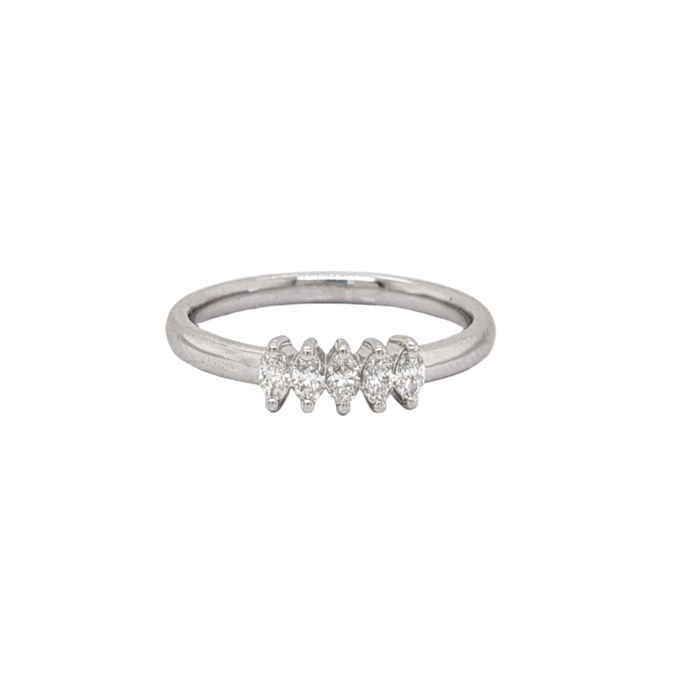 Diamond Band Ring in Solid 14K Gold | Marquise 3.5x2mm | Earth Mined Diamonds
