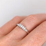 Diamond Band Ring in Solid 14K White Gold | Marquise 3.5x2mm | Earth Mined Diamonds | April Birthstone