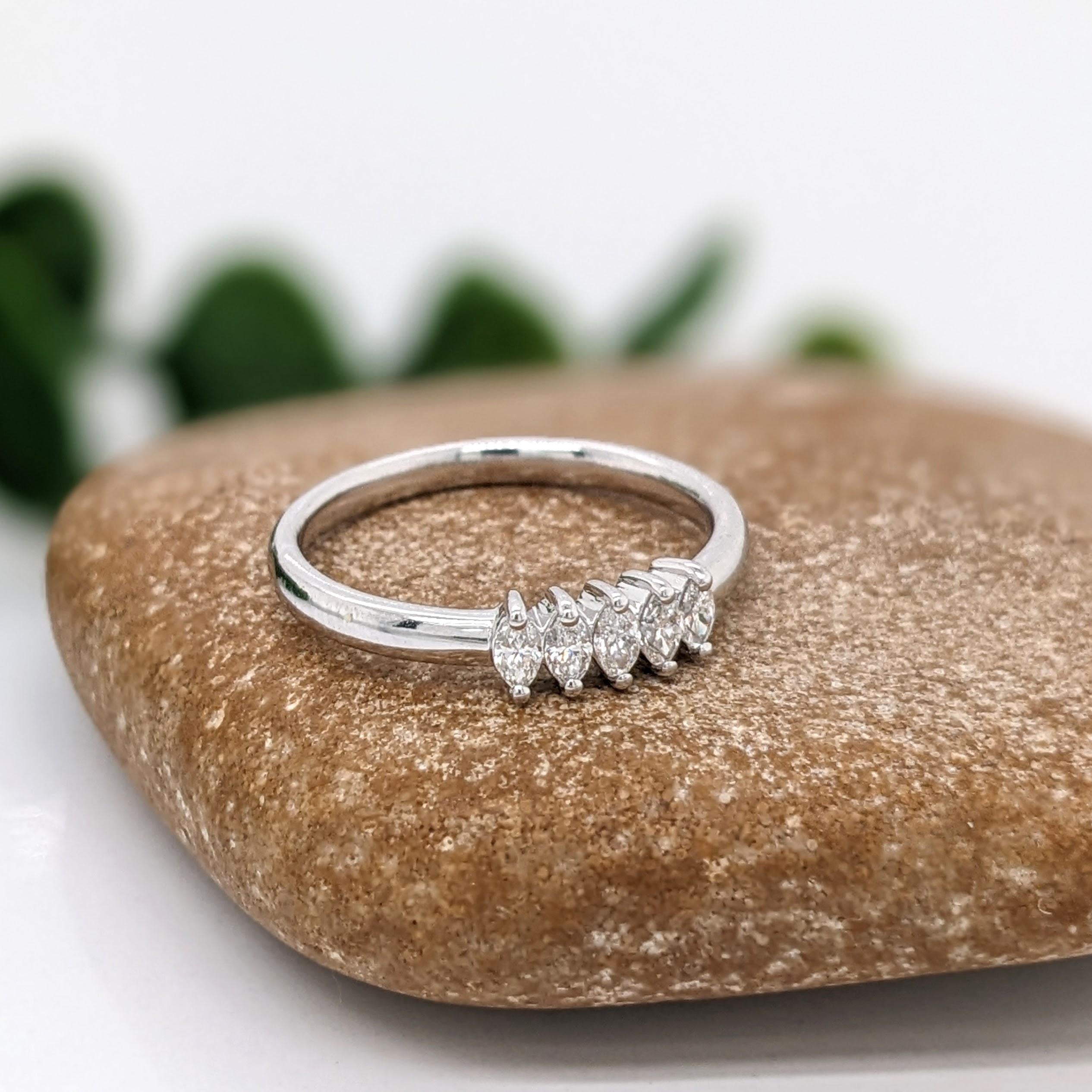 Diamond Band Ring in Solid 14K Gold | Marquise 3.5x2mm | Earth Mined Diamonds