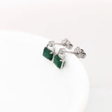 Beautiful Emerald Drop Earrings w Earth Mined Diamonds in Solid 14K Gold EM 7x5