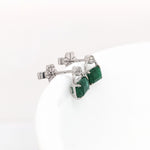 Beautiful Emerald Drop Earrings w Earth Mined Diamonds in Solid 14K Gold EM 7x5