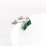 Beautiful Emerald Drop Earrings w Earth Mined Diamonds in Solid 14K Gold EM 7x5